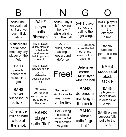 BAHS BINGO! Bingo Card