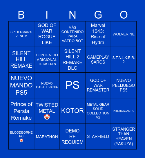 STATE OF PLAY - SETIEMBRE Bingo Card