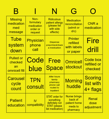 Pharmacy Week Bingo Card