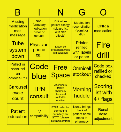Pharmacy Week Bingo Card