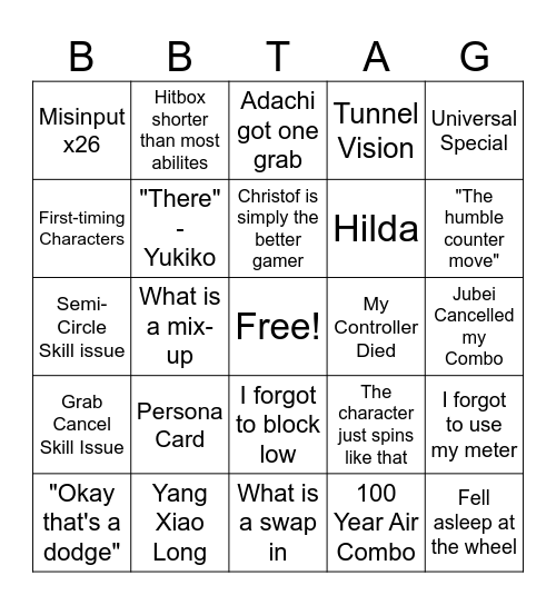 Why Did I Lose? Bingo Card