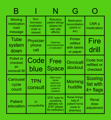 Pharmacy Week Bingo Card
