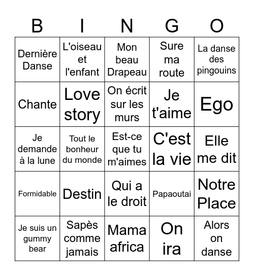MUSIC! MUSIC! MUSIC! Bingo Card
