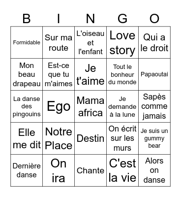 MUSIC! MUSIC! MUSIC! Bingo Card