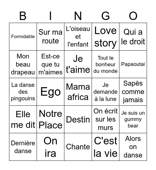 MUSIC! MUSIC! MUSIC! Bingo Card