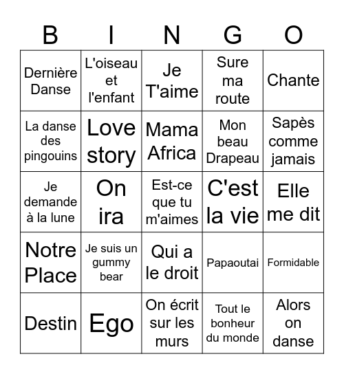 MUSIC! MUSIC! MUSIC! Bingo Card