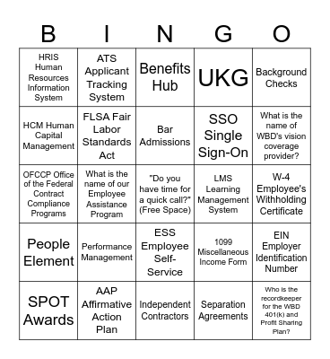 Talent Management BINGO Card