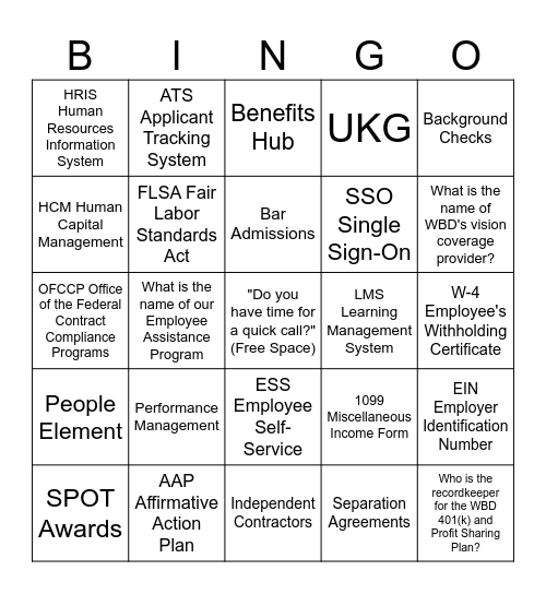 Talent Management BINGO Card
