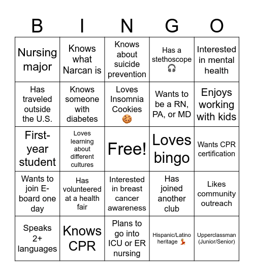 MCHL Bingo Card
