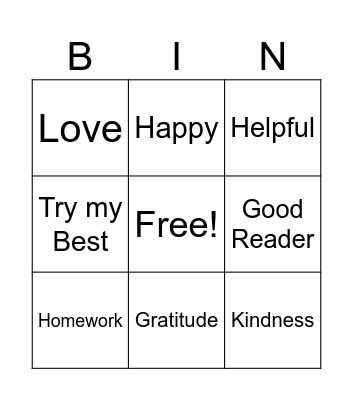 Strengths Bingo Card