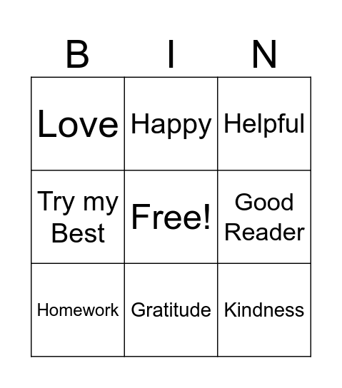 Strengths Bingo Card