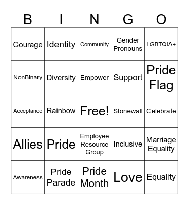 Pride Network ERG Bingo Card