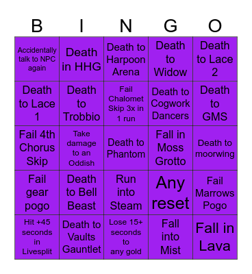 VysualsTV Silksong runs Bingo Card