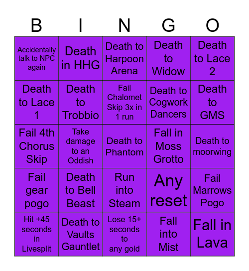 VysualsTV Silksong runs Bingo Card