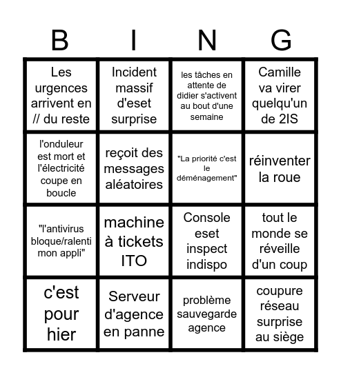 Bingo AFD / Congés du DID Bingo Card