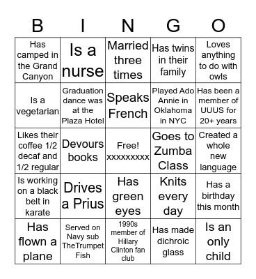 UUUS Thanksgiving Day BINGO Card