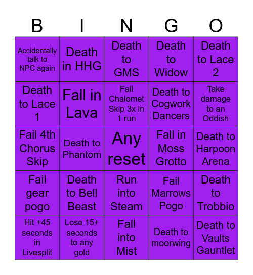 VysualsTV Silksong runs Bingo Card