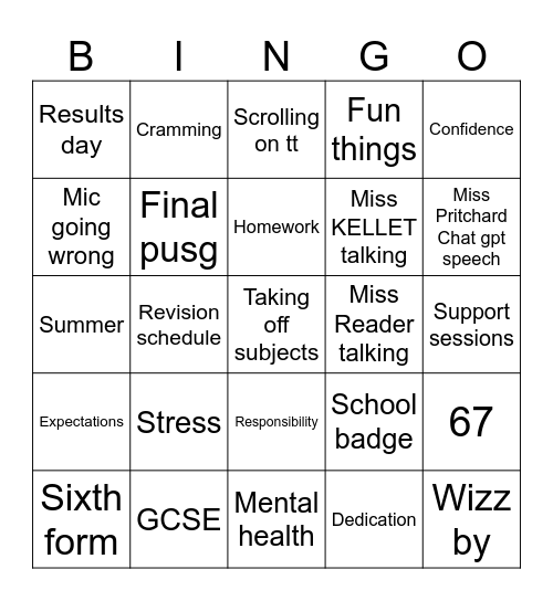 PARENTS EVENING Bingo Card