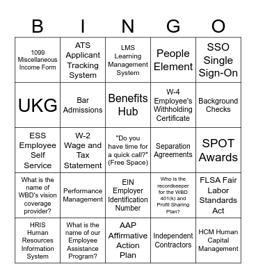 Talent Management BINGO Card