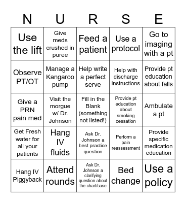Gero Clinical Bingo Card