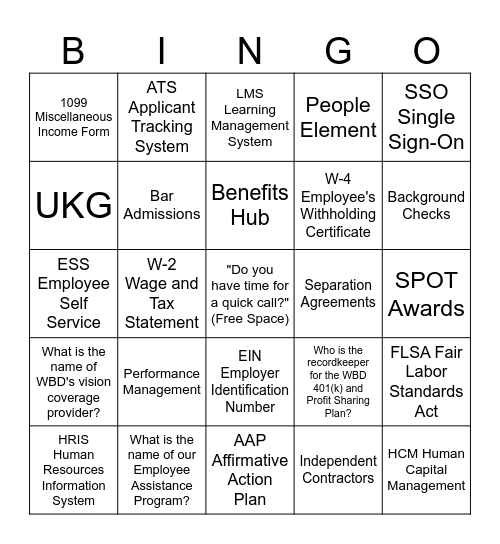 Talent Management BINGO Card