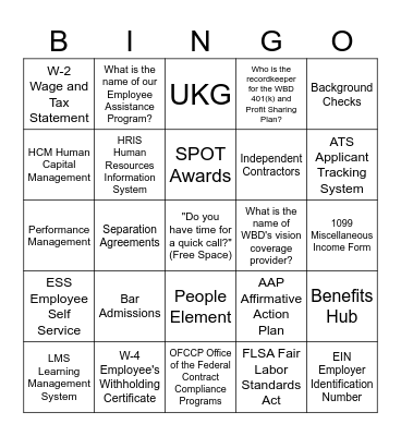 Talent Management BINGO Card