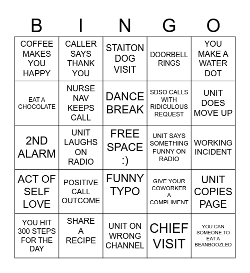 Wellness Week Bingo Card