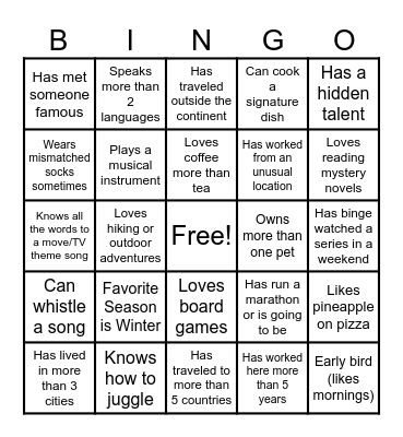 Virtual Team Building Bingo Card