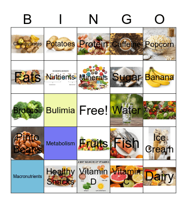 Nutrition Bingo Card