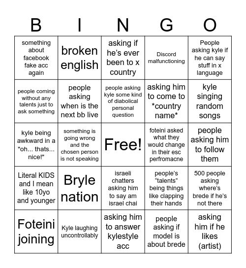 TALENT SHOW Bingo Card