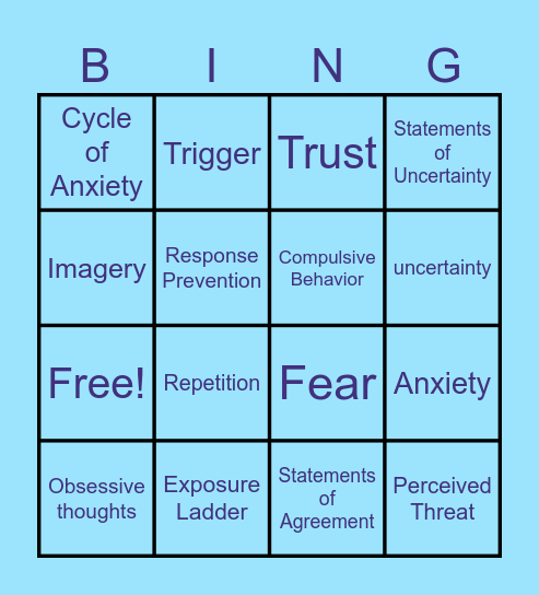 Exposure Response Prevention Bingo Card