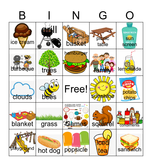 Picnic BINGO Card