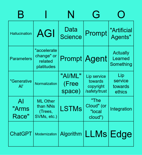 ArTiFiCiAL InTElLiGeNcE Bingo Card