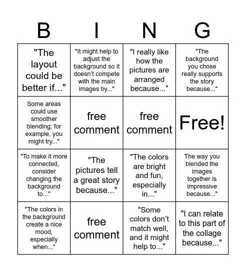 Autobiography critique Bingo Card