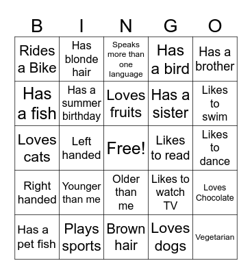 Diversity Bingo Card