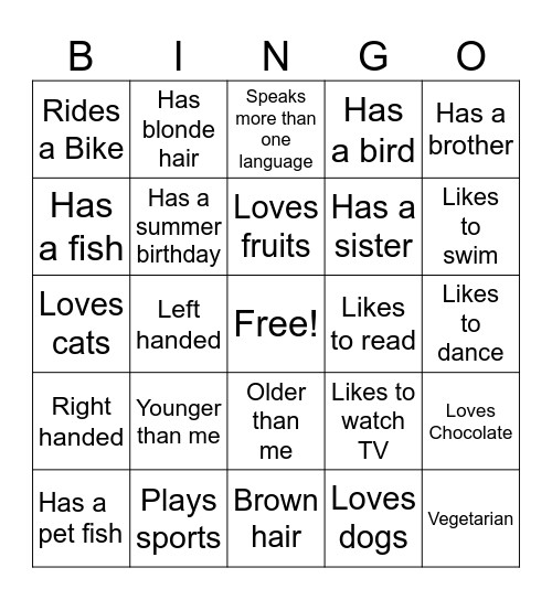 Diversity Bingo Card