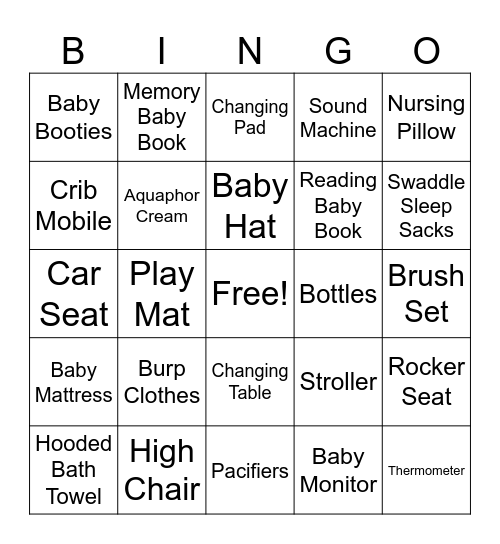 Baby Bingo Card
