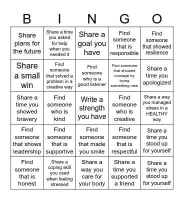 Strengths-Based Bingo Card