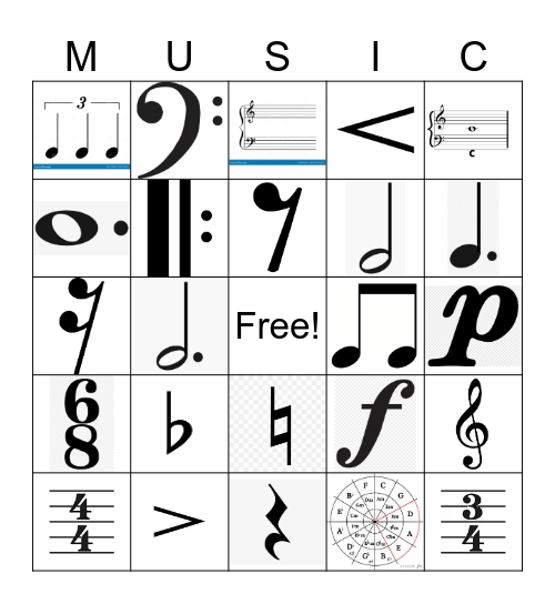 Notation Bingo Card