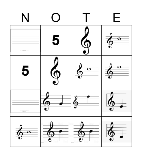 Treble Clef Bingo! Bingo Card