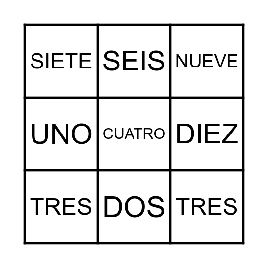 Bingo 1 - 15 Bingo Card