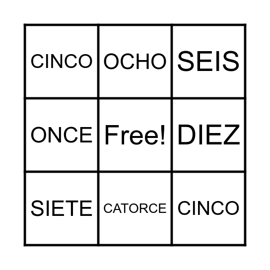 Bingo 1 - 15 Bingo Card