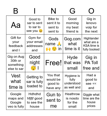 Policy Bingo Card