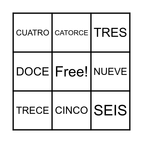 Bingo 1 - 15 Bingo Card