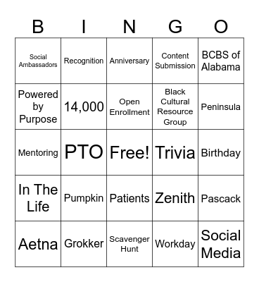 Employee Appreciation Week Bingo Card