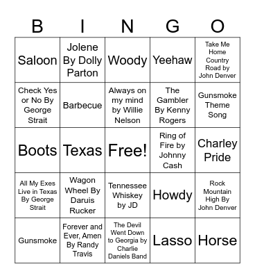 Western Bingo Card
