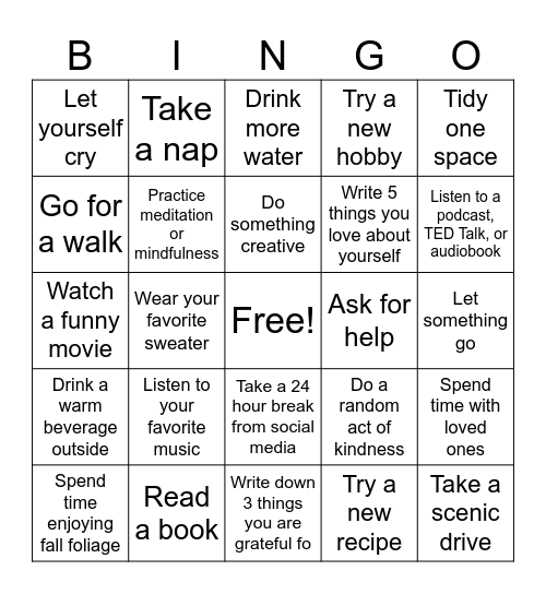 Autumn Bingo Card
