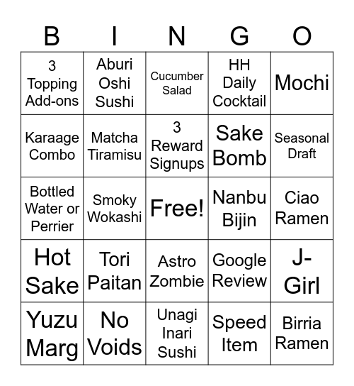 JINYA BINGO Card