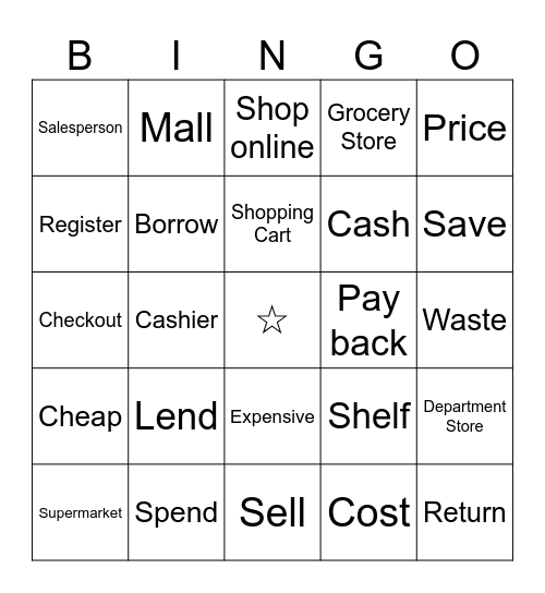 Unit 6 Vocabulary Bingo Card