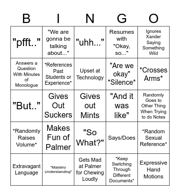 English 131-W Bingo Card